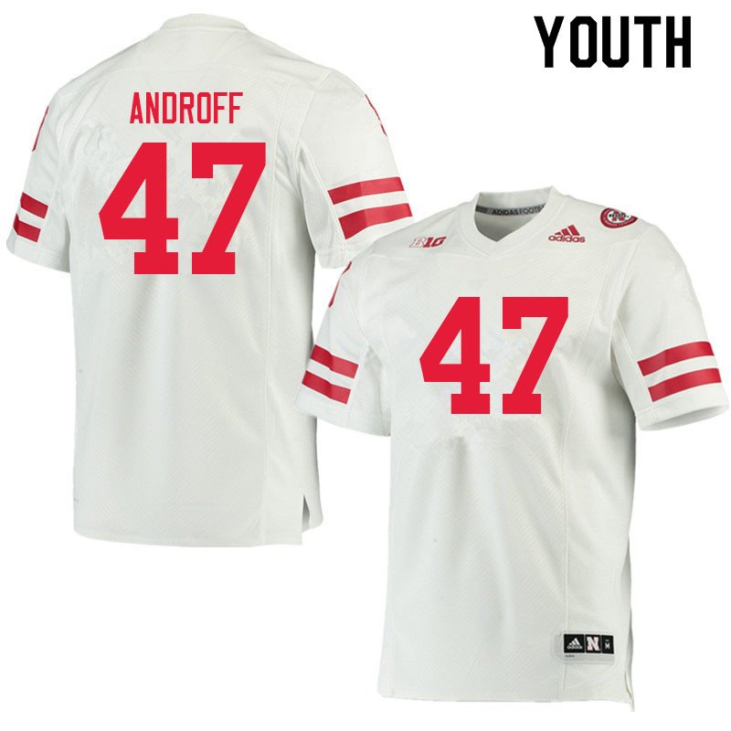 Youth #47 Chase Androff Nebraska Cornhuskers College Football Jerseys Sale-White - Click Image to Close